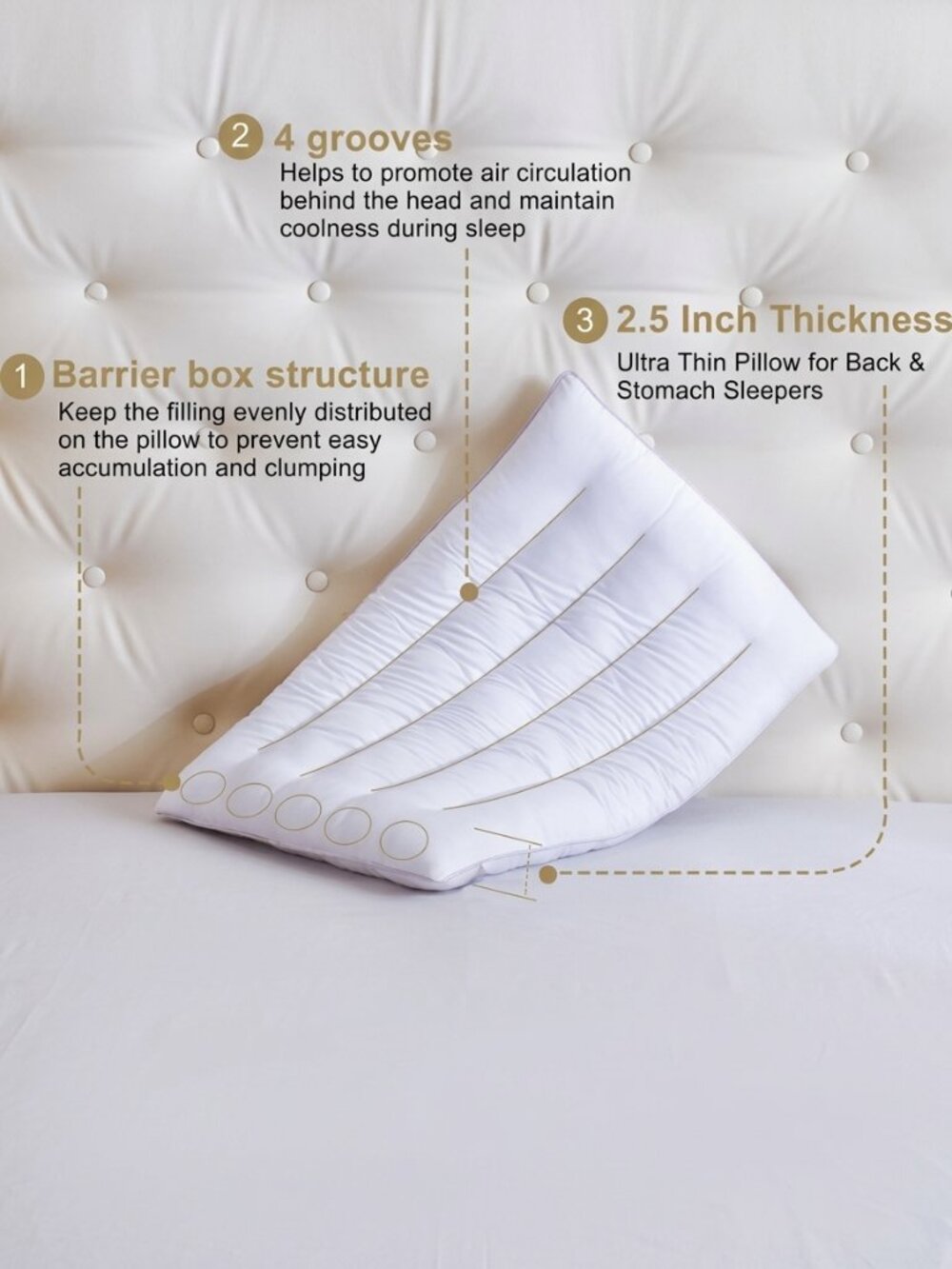 Suhedy | Ultra Thin Pillow for Stomach and Back Sleepers
